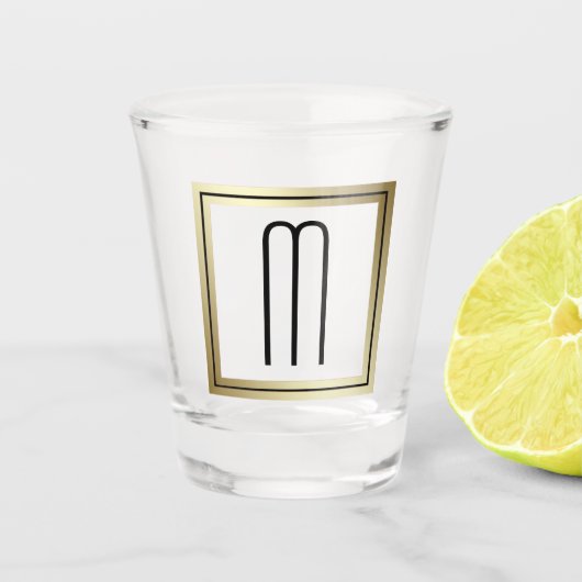 Elegant Gold Lijst Monogram Shot Glas (Voorkant)