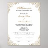 Elegant gold lijst Muslim nikkah certificate Poster (Voorkant)