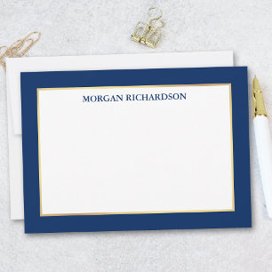 Elegant Gold Lijst Navy Blue - Kies formaat - Notitiekaartje