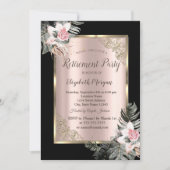 Elegant Gold Lijst, Palm Leaves Rozen Retirement Kaart (Voorkant)