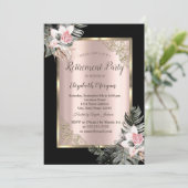 Elegant Gold Lijst, Palm Leaves Rozen Retirement Kaart (Staand voorkant)