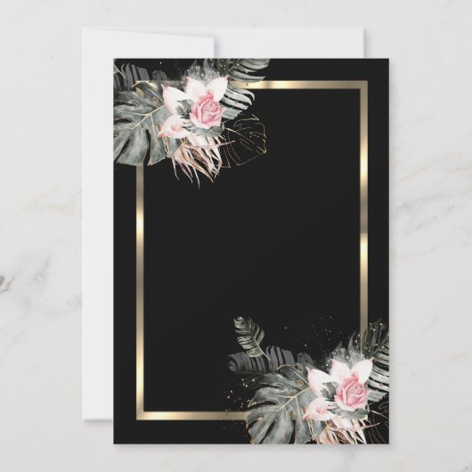 Elegant Gold Lijst, Palm Leaves Rozen Retirement Kaart (Achterkant)