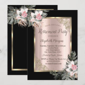 Elegant Gold Lijst, Palm Leaves Rozen Retirement Kaart (Voorkant / Achterkant)