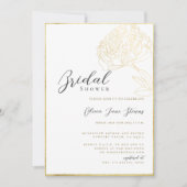 Elegant Gold Lijst Peony Sketch Boho Vrijgezellenf Kaart (Voorkant)