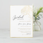 Elegant Gold Lijst Peony Sketch Boho Vrijgezellenf Kaart (Staand voorkant)