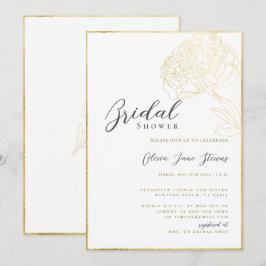 Elegant Gold Lijst Peony Sketch Boho Vrijgezellenf Kaart