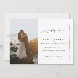 Elegant Gold Lijst Photo Wedding Save The Date