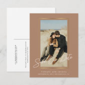 Elegant Gold Lijst Photo Wedding Save the Date Aankondigingskaart (Voorkant / Achterkant)