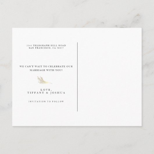 Elegant Gold Lijst Photo Wedding Save the Date Aankondigingskaart (Achterkant)