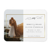 Elegant Gold Lijst Photo Wedding Save the Date Magneet (Horizontaal)