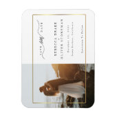 Elegant Gold Lijst Photo Wedding Save the Date Magneet (Verticaal)