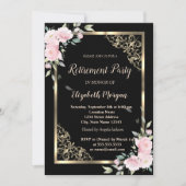 Elegant Gold Lijst Pink Flowers Retirement Kaart (Voorkant)