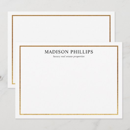 Elegant Gold Lijst Realtor — Aangepaste schrijfben Notitiekaartje (Voorkant / Achterkant)