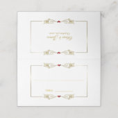 Elegant Gold Lijst Red Heart Place Card Plaatskaartje (Buitenkant ongevouwen)