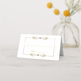 Elegant Gold Lijst Red Heart Place Card Plaatskaartje
