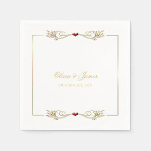 Elegant Gold Lijst Red Heart Wedding Napkins Servet