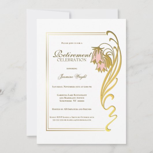 Elegant Gold Lijst Retirement Vibration Kaart (Voorkant)