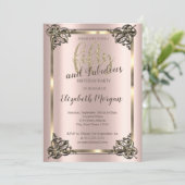 Elegant Gold Lijst, Roos Gold 50e verjaardag Kaart (Staand voorkant)