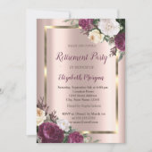 Elegant Gold Lijst, Roos Gold Burgundy Retirement Kaart (Voorkant)