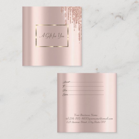 Elegant Gold Lijst, Roos Gold Glitter Drivers Kortingskaartje (Voorkant / Achterkant)