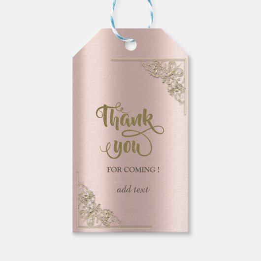 Elegant Gold Lijst Roos Gold Hartelijk dank Cadeaulabel (Voorkant)