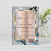 Elegant Gold Lijst, Roos Gold, marmer Retirement Kaart (Staand voorkant)