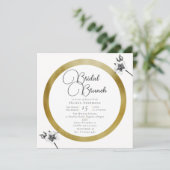 Elegant Gold Lijst Rozen Kerstmis Bridal Brunch Kaart (Staand voorkant)