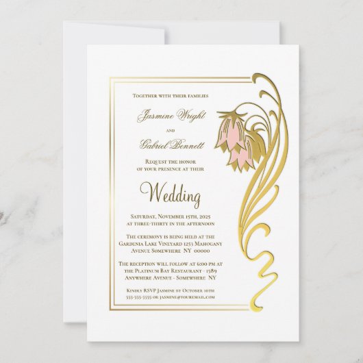 Elegant Gold Lijst Script Weduwen Kaart (Voorkant)