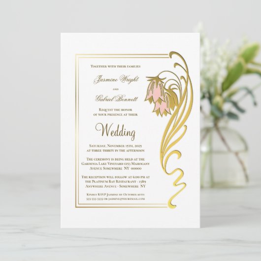 Elegant Gold Lijst Script Weduwen Kaart (Staand voorkant)