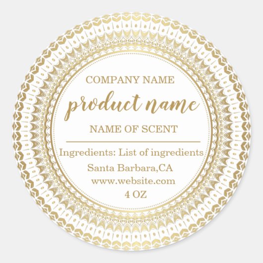 Elegant Gold lijst Spa-labels Ronde Sticker (Voorkant)