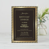 Elegant Gold Lijst Striped 40th Birthday Dinner Kaart (Staand voorkant)