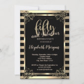 Elegant Gold Lijst, Stripes 50e verjaardag Kaart (Voorkant)