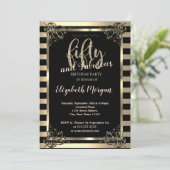 Elegant Gold Lijst, Stripes 50e verjaardag Kaart (Staand voorkant)