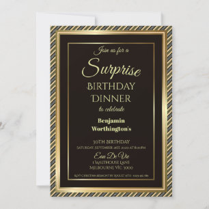 Elegant Gold Lijst Surprise 30th Birthday Dinner Kaart