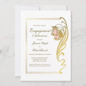 Elegant Gold Lijst Verloving Celebration Kaart (Voorkant)