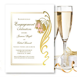 Elegant Gold Lijst Verloving Celebration Kaart
