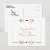 Elegant Gold Lijst Wedding Save the Date Aankondigingskaart (Voorkant / Achterkant)