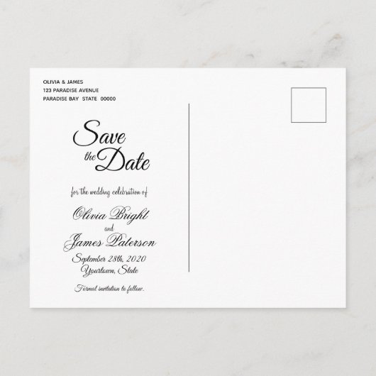 Elegant Gold Lijst Wedding Save the Date Aankondigingskaart (Achterkant)