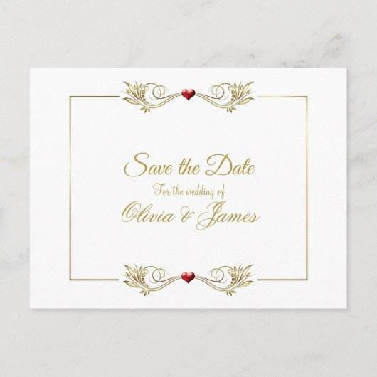 Elegant Gold Lijst Wedding Save the Date Aankondigingskaart (Voorkant)