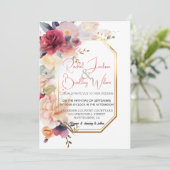 Elegant Gold Lijst Wedding Vivid Floral Waterverf Kaart (Staand voorkant)