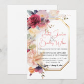 Elegant Gold Lijst Wedding Vivid Floral Waterverf Kaart (Voorkant / Achterkant)