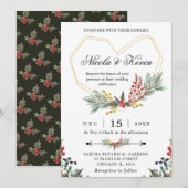 Elegant Gold Lijst & Winter Holly Foliage Wedding Kaart (Voorkant / Achterkant)