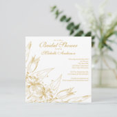 Elegant gold Lily Flower Bridal Shower Invitation Kaart (Staand voorkant)