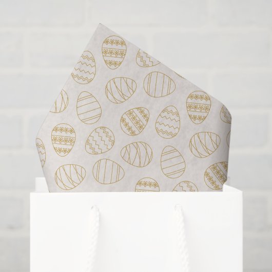 Elegant Gold Line Art Easter Egg Pattern Boho Chic Tissuepapier (Cadeauzakje)