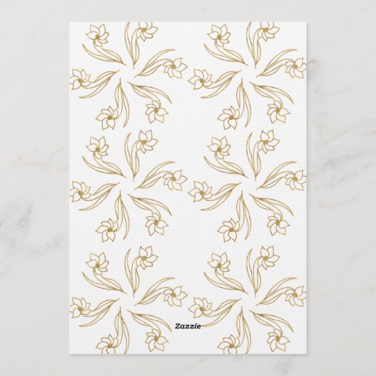 Elegant Gold Line Art Floral Frame Kaart (Achterkant)