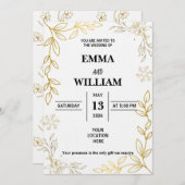 Elegant Gold Line Art Floral Frame Kaart (Voorkant / Achterkant)