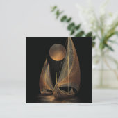 Elegant Gold Line Art Illustration of Longships Feestdagenkaart (Staand voorkant)