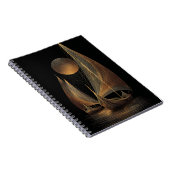 Elegant Gold Line Art Illustration of Longships Notitieboek (Rechterzijde)