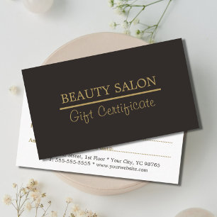 Elegant Gold Line Grey Beauty Gift Certificate Kortingskaartje