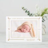 Elegant Gold Lined Border Foto Feestdagenkaart (Staand voorkant)